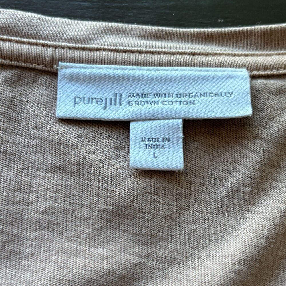 Pure Jill Organic Cotton Long Sleeve Tunic Side Slit Flowy Basic Blouse Size L - Picture 12 of 13